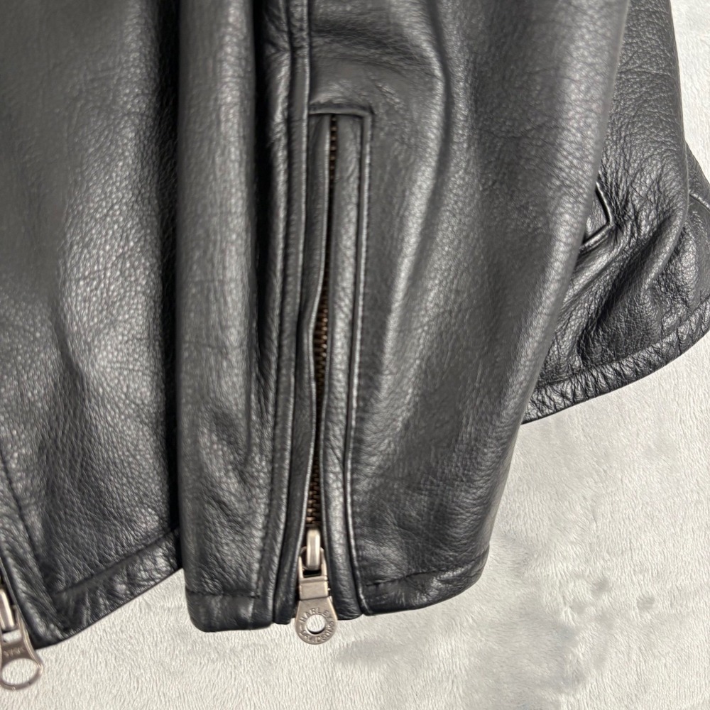 Harley Davidson Womens Leather Jacket Black Large Embroidered Logo Pockets - Picture 14 of 16